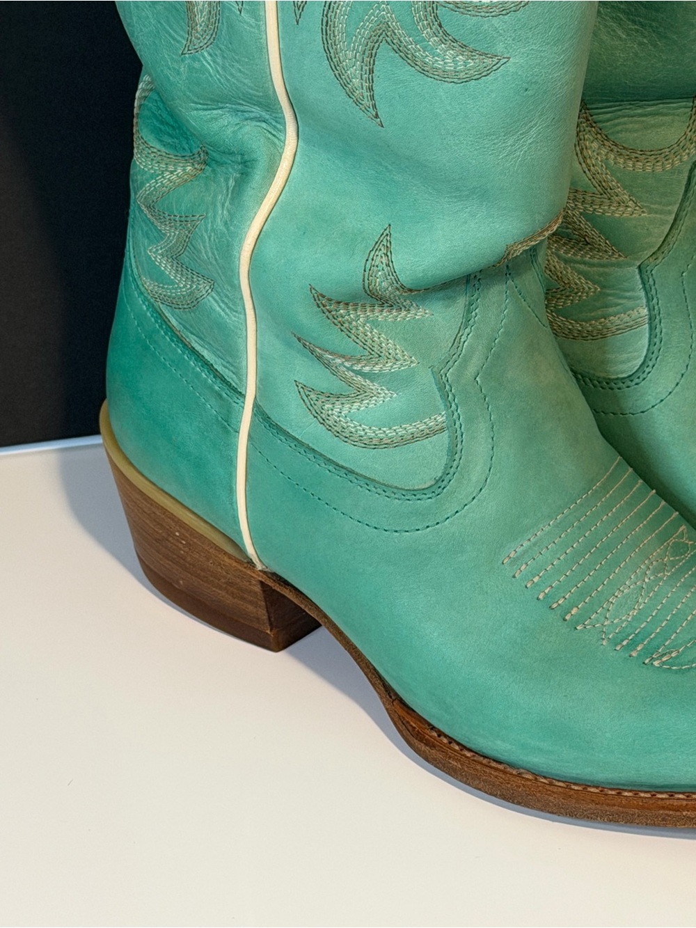 Tecovas The Annie Turquoise Western Leather Heeled Boots - Picture 6 of 15